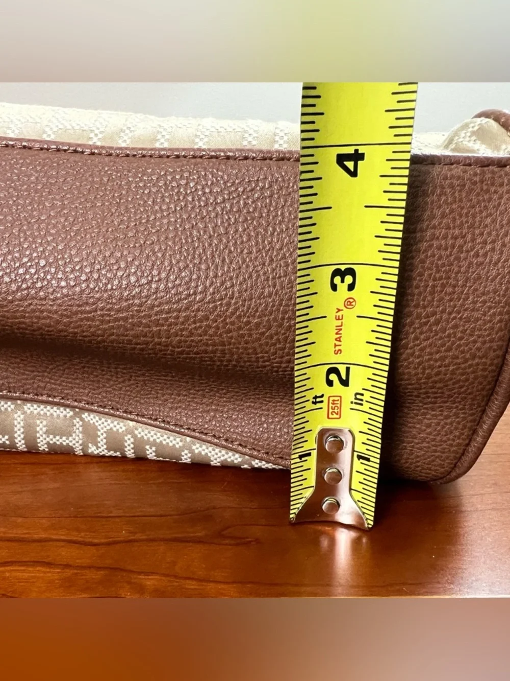 Tommy Hilfiger monogram chain strap tote bag in tan and beige